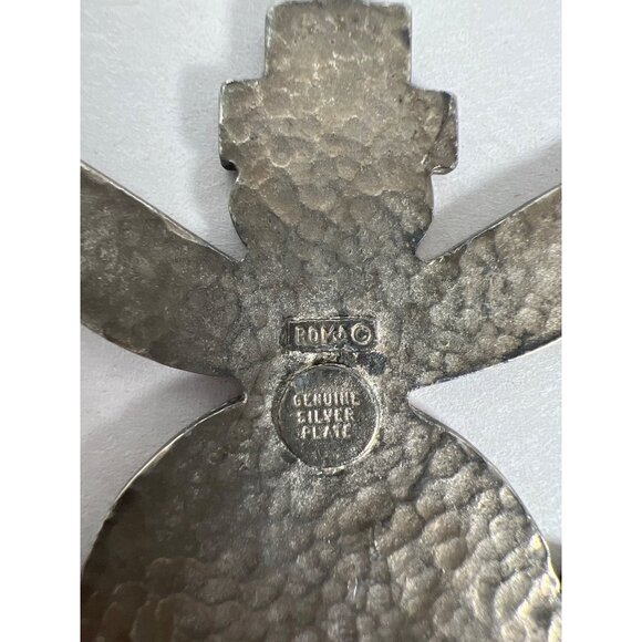 VTG Roma Knifewing Dancer Kachina Zuni Faux Turquoise Inlay Pendant Silver Plate - Picture 2 of 6